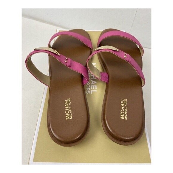 MICHAEL Michael Kors MK Plate Pink Slide Sandals Size: 8.5M - Picture 5 of 8